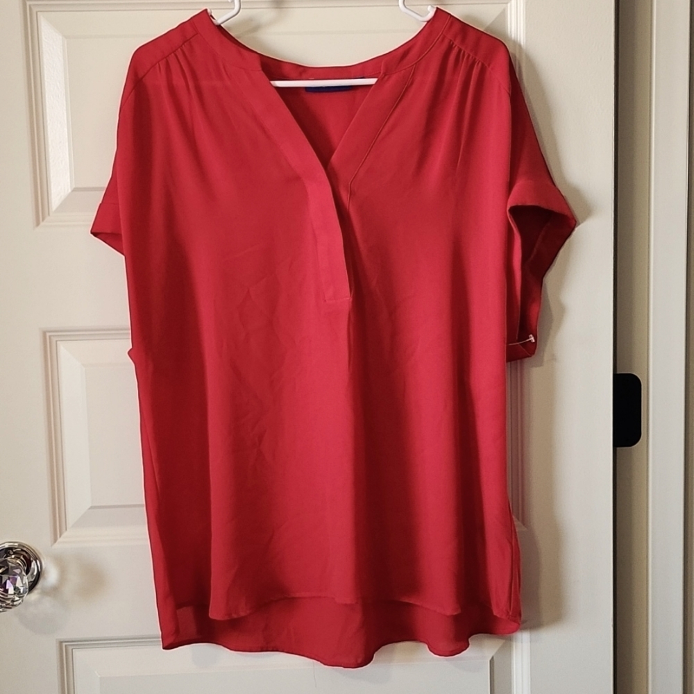Red V-Neck Blouse